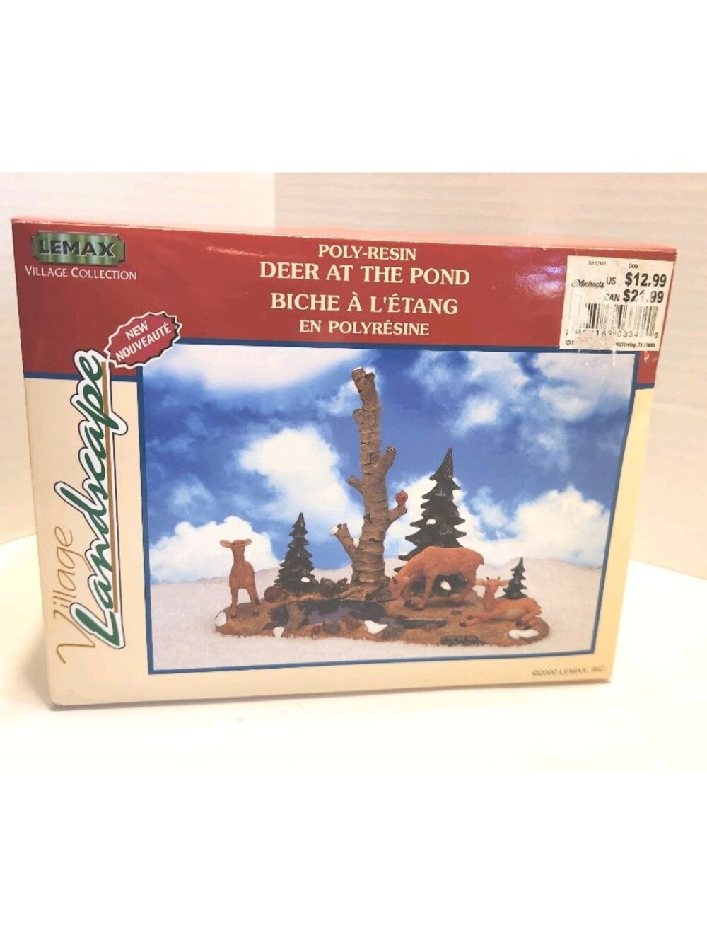 Vintage 2000 Lemax Deer At The Pond Village Landscape POLY-RESIN 03342 READ